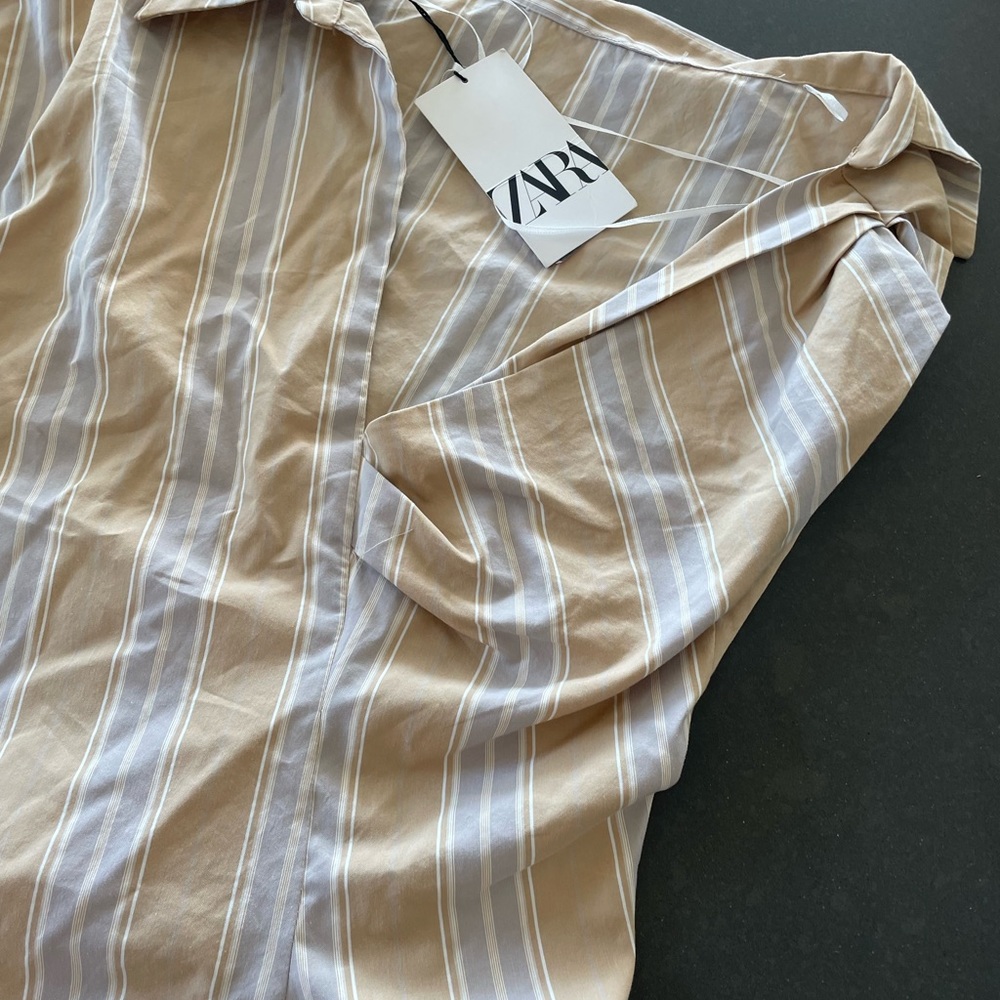 NWT Zara Striped one shoulder asymmetrical blouse top| zara printed shirt - Picture 9 of 10